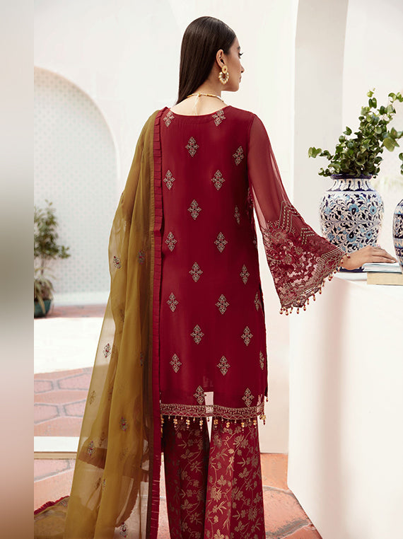 Flossie Festive Embroidered Unstitched Collection'26 (K-1002 Rubina)