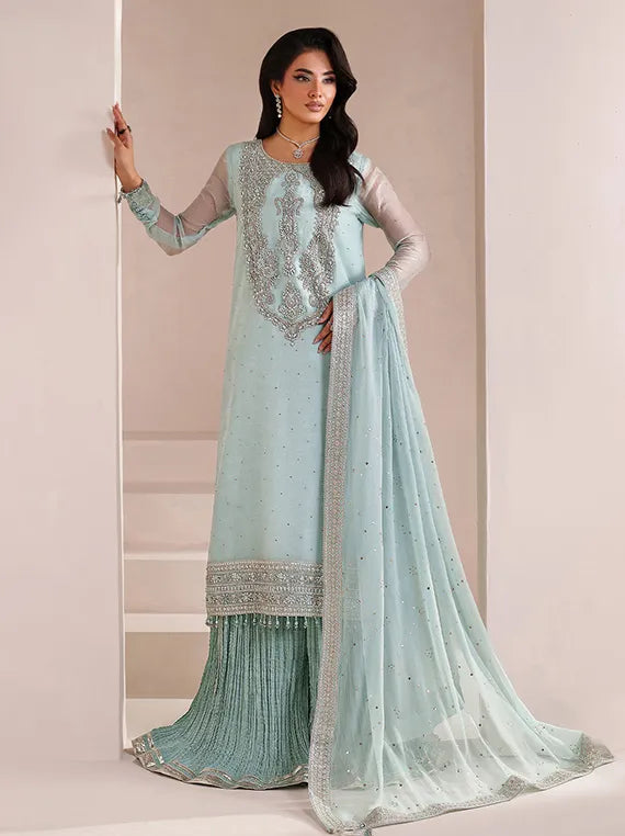 AYMAL by Alizeh Embroidered Chiffon Collection 2026 (4063-Azure)