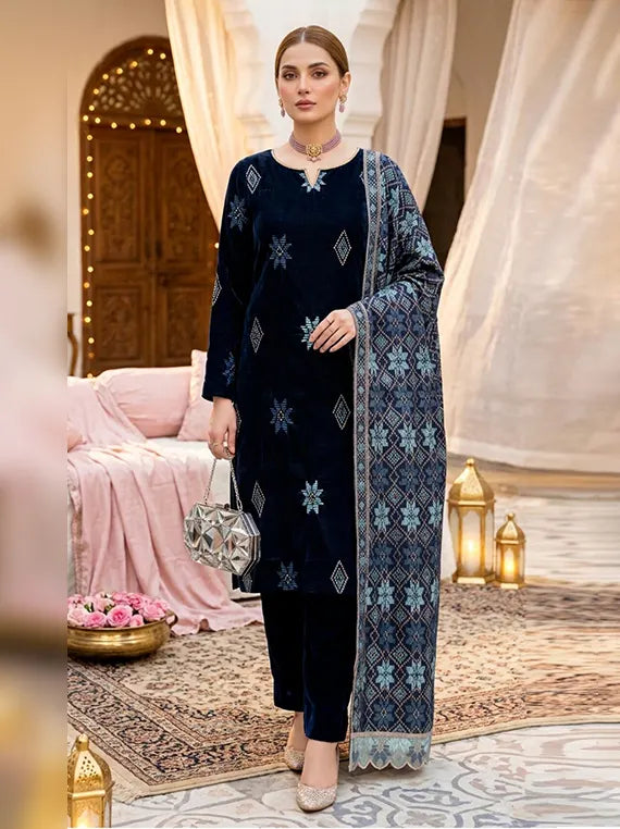 Abr-e-Noor Embroidered Unstitched Velevt Collection'26 (D-06)