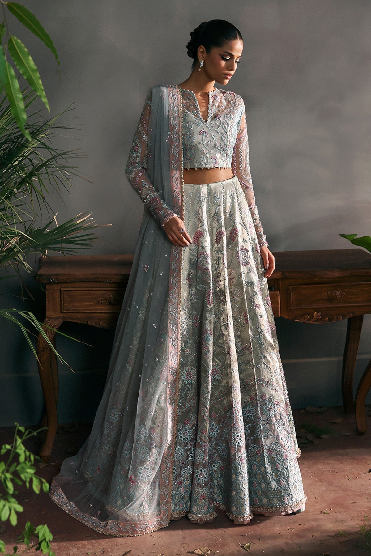 Afrozeh La Fuchsia Embroidered Raw Silk Collection 2026 (ALF-25-V1-08 ELANORA)
