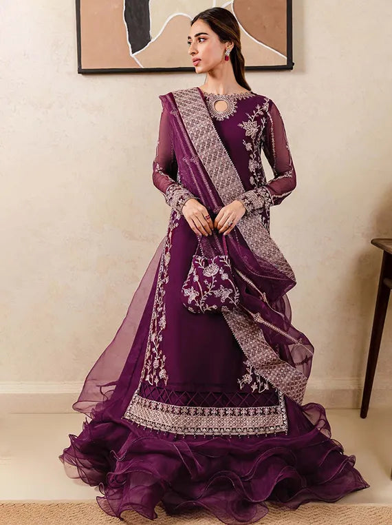 Farasha Ethereal Embroidered Collection 2025 (Plum Affair)