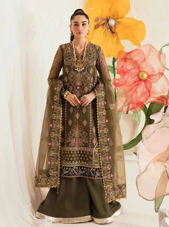 Afrozeh Fleur De Lis Luxury Chiffon Collection 2023 (Azalea - AZ-V4-02)