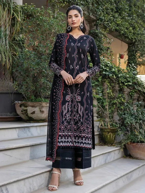 Afrozeh Mystique Embroidered Collection 2025 (10-Black Rose)