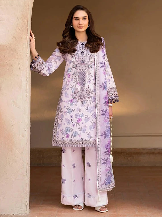 Alizeh Embroidered Printed Lawn Collection 2026 (AF-EPL-7021-Lavy)