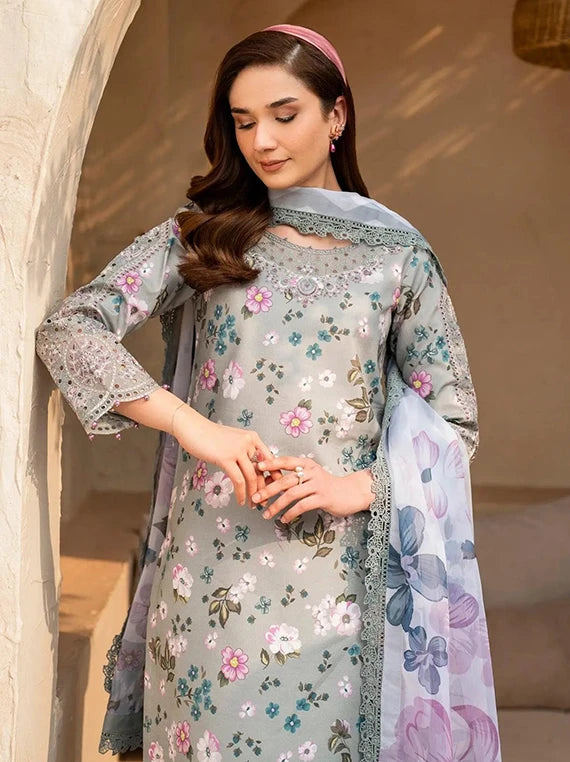 Alizeh Embroidered Printed Lawn Collection 2026 (AF-EPL-7022-Cinder)