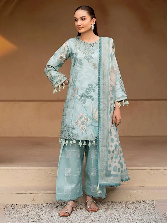 Alizeh Embroidered Printed Lawn Collection 2026 (AF-EPL-7030-Fawn)