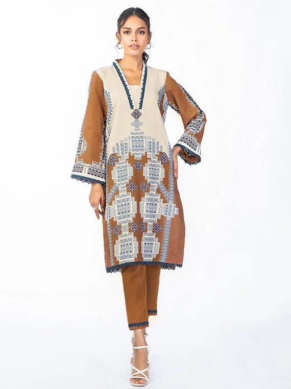 Alkaram Printed Embroidered Winter Collection 2026 (FW-43-22-Mustard-Yellow)