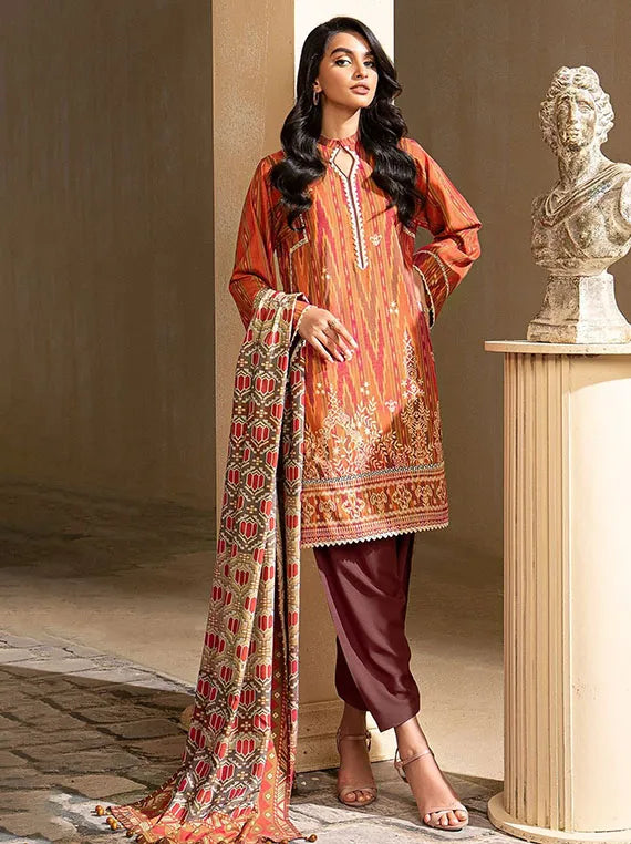 Alkaram Printed Embroidered Winter Collection 2026 (FW-51-22-Rust)