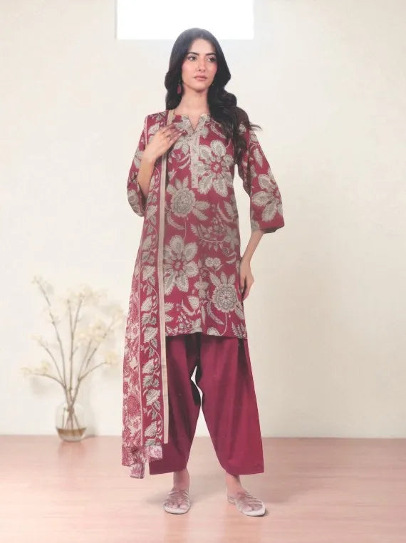 Alkaram Printed Khaddar Collection 2025 (MSB-29-25-2-RED)