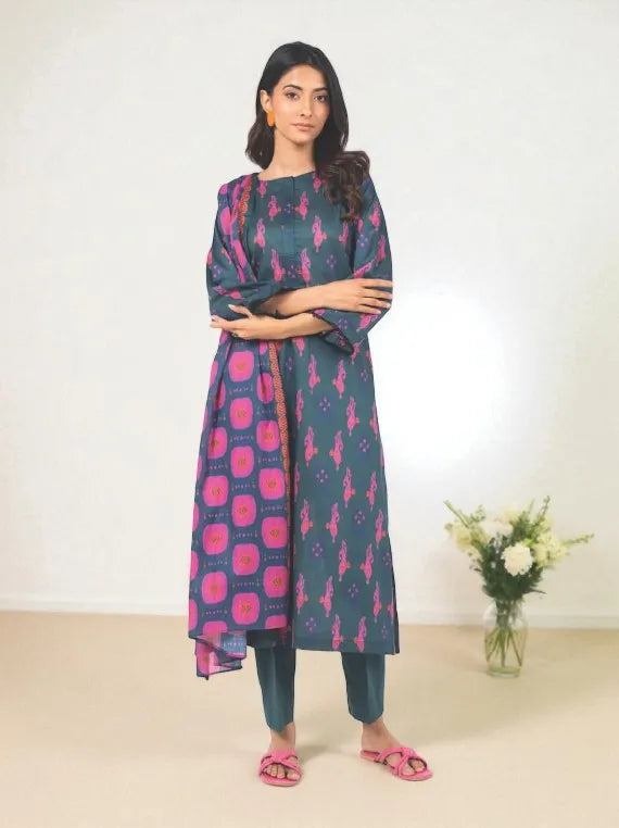 Alkaram Printed Khaddar Collection 2025 (MSB-36-25-2-DARK GREEN)