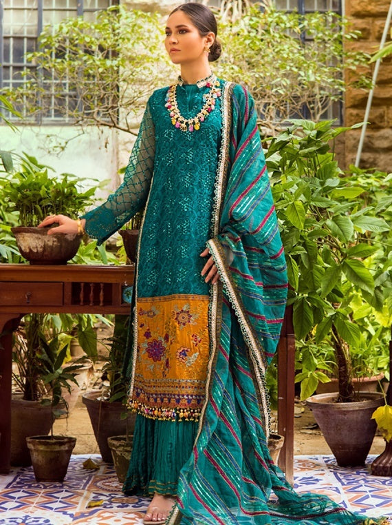 Alzohaib Wedding Chiffon Collection 2022 (D-08 Midori)