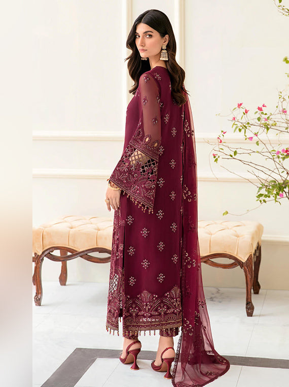 Flossie Festive Embroidered Unstitched Collection'26 (05-Apple Red)
