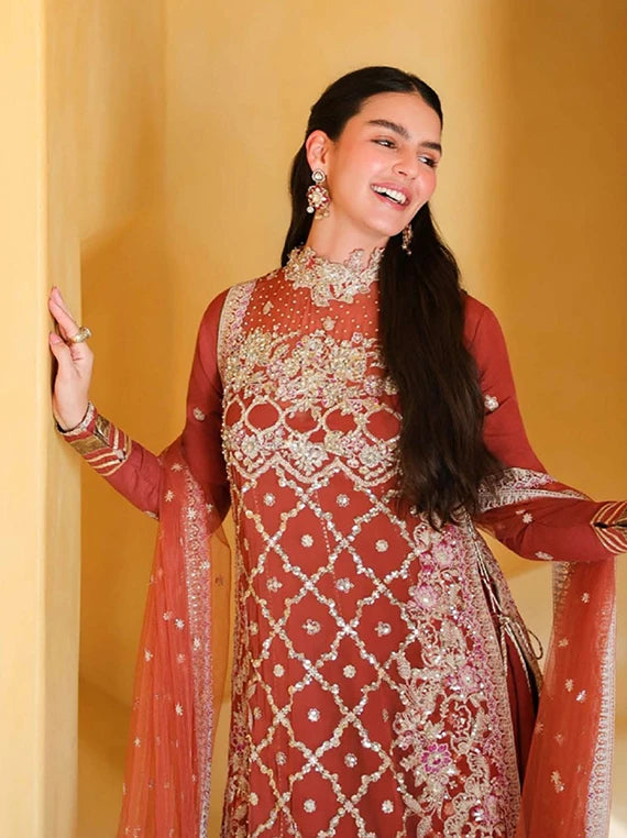 BACHELORETTE CHRONICLES by Mushq Embroidered Unstitched Chiffon'26 (05-Rose Romance)