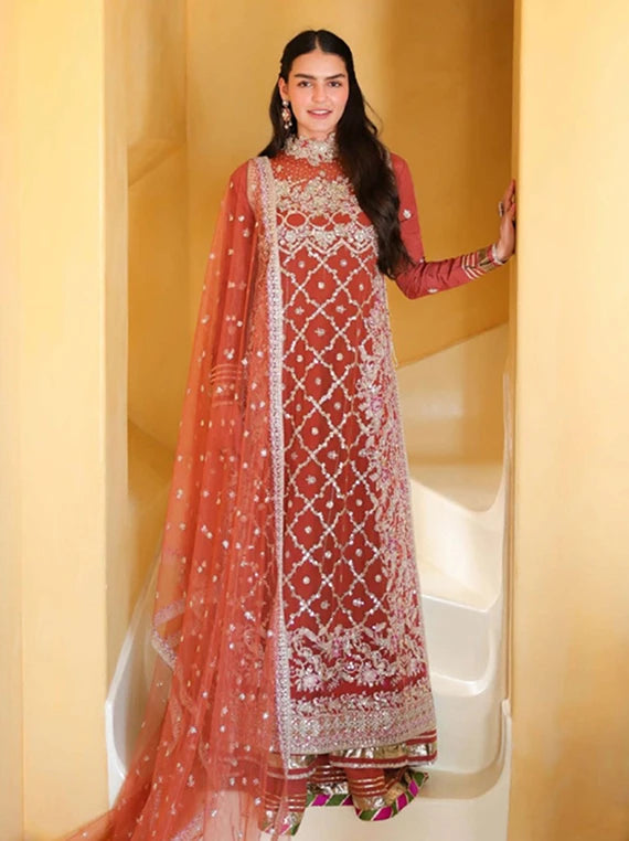 BACHELORETTE CHRONICLES by Mushq Embroidered Unstitched Chiffon'26 (05-Rose Romance)