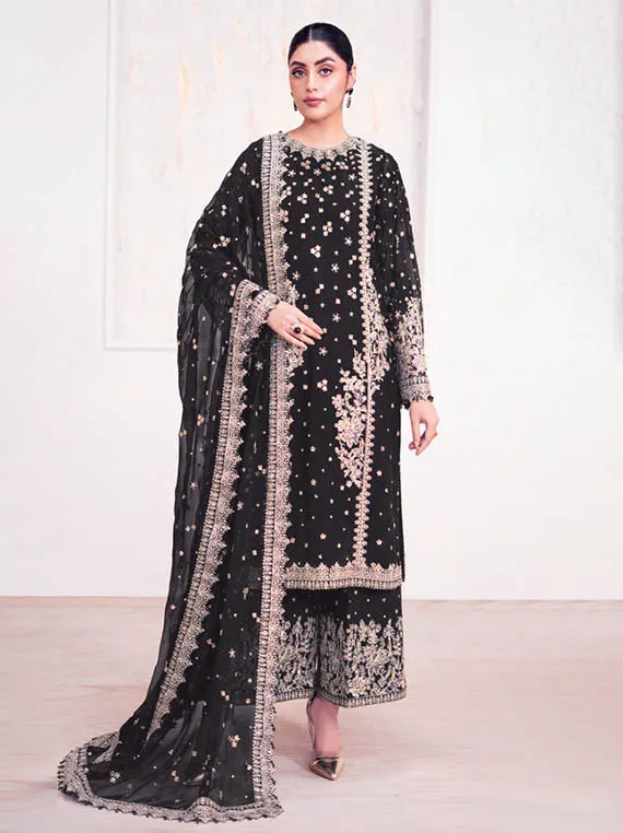 BAROQUE Exclusive Embroidered Chiffon Collection 2025 (UF-4038-BLACK)