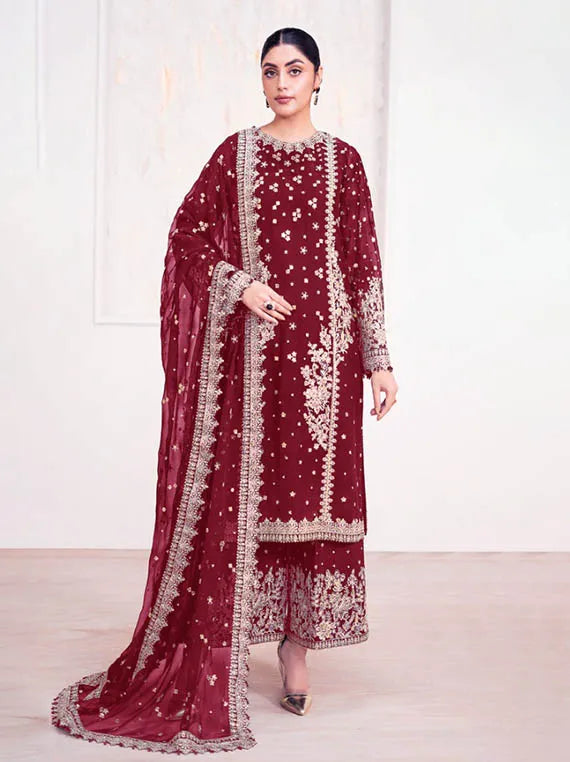 BAROQUE Exclusive Embroidered Chiffon Collection 2025 (UF-4038-RED)