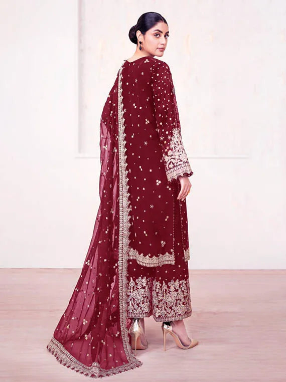 BAROQUE Exclusive Embroidered Chiffon Collection 2025 (UF-4038-RED)