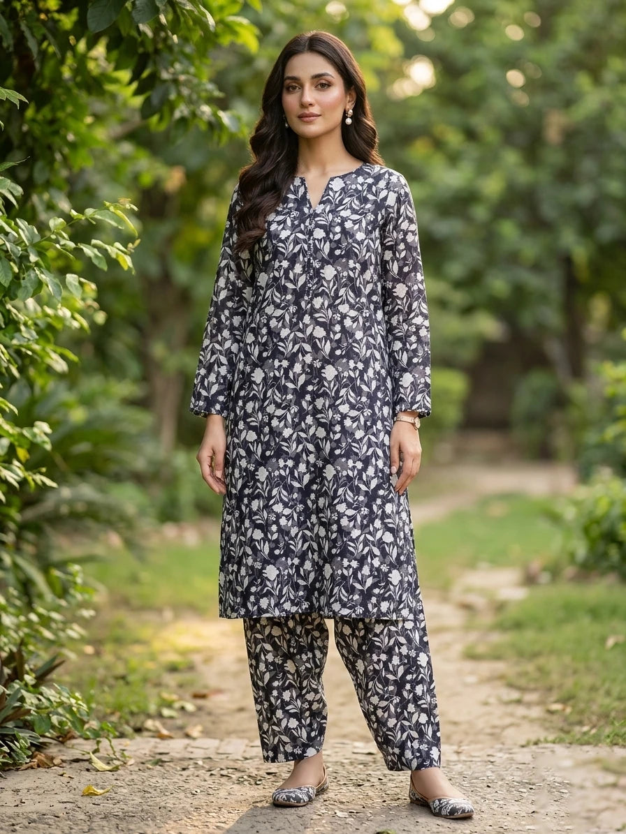 Black And White Printed Lawn Edit 2026 Vol-FA47 (D-13)