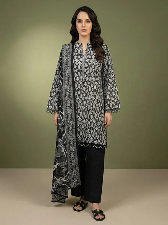 Black And White Printed Lawn Collection 2026 Vol-02 (D-01)