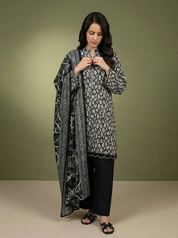 Black And White Printed Lawn Collection 2026 Vol-02 (D-01)