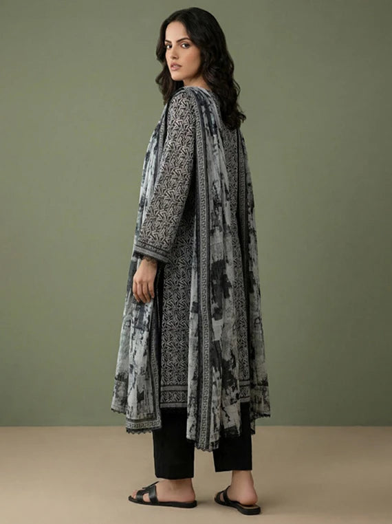 Black And White Printed Lawn Collection 2026 Vol-02 (D-02)
