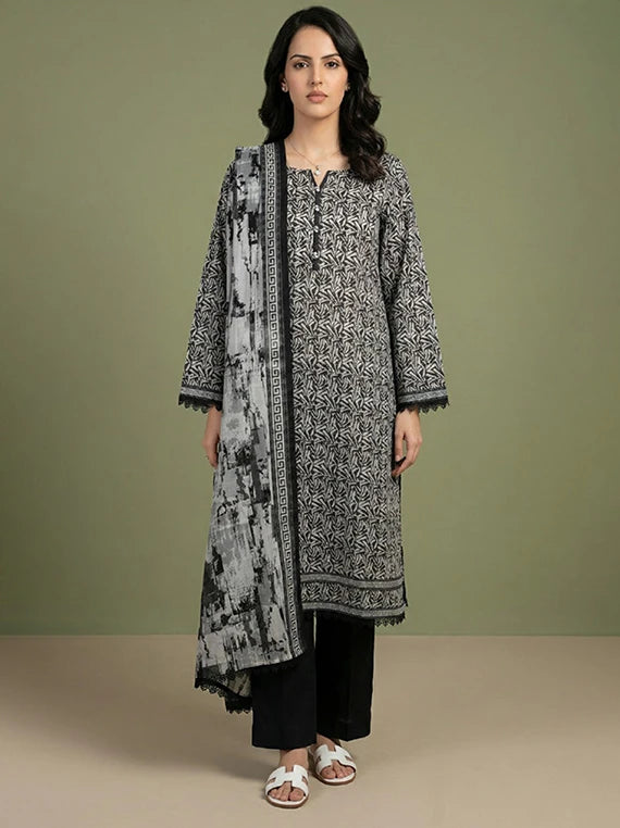 Black And White Printed Lawn Collection 2026 Vol-02 (D-02)