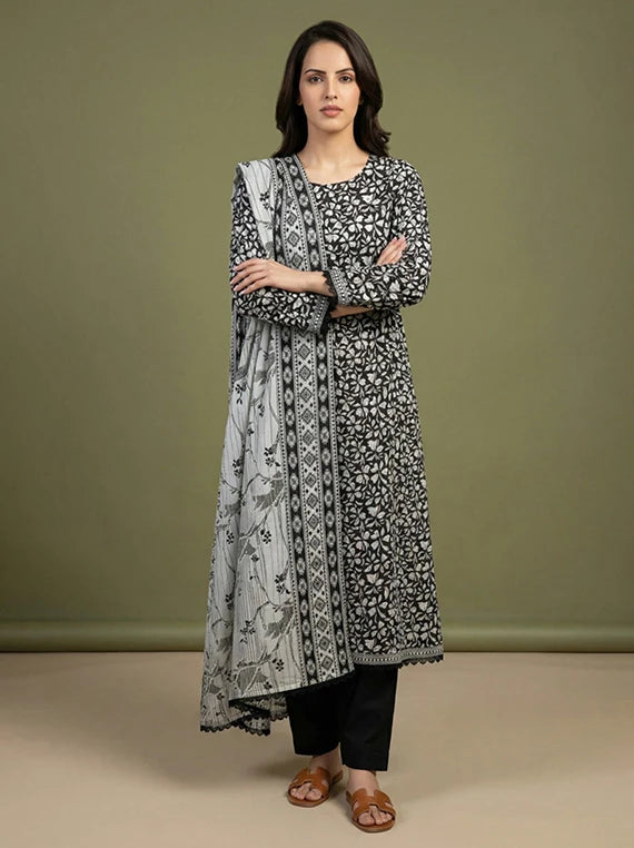 Black And White Printed Lawn Collection 2026 Vol-02 (D-05)