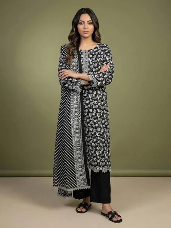 Black And White Printed Lawn Collection 2026 Vol-02 (D-07)