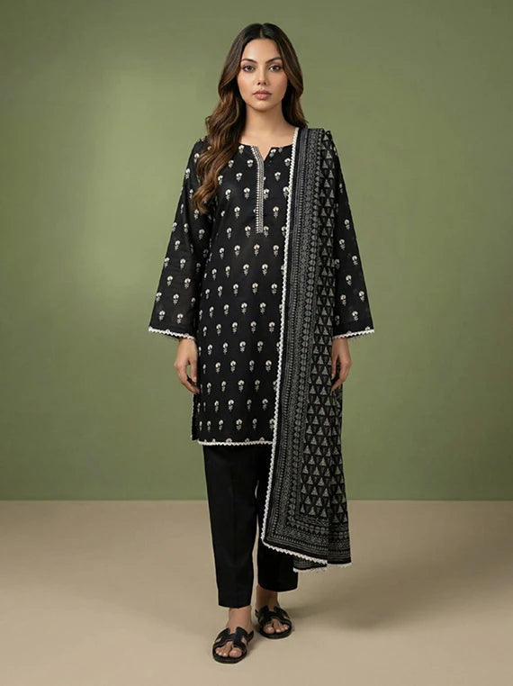 Black And White Printed Lawn Collection 2026 Vol-02 (D-09)