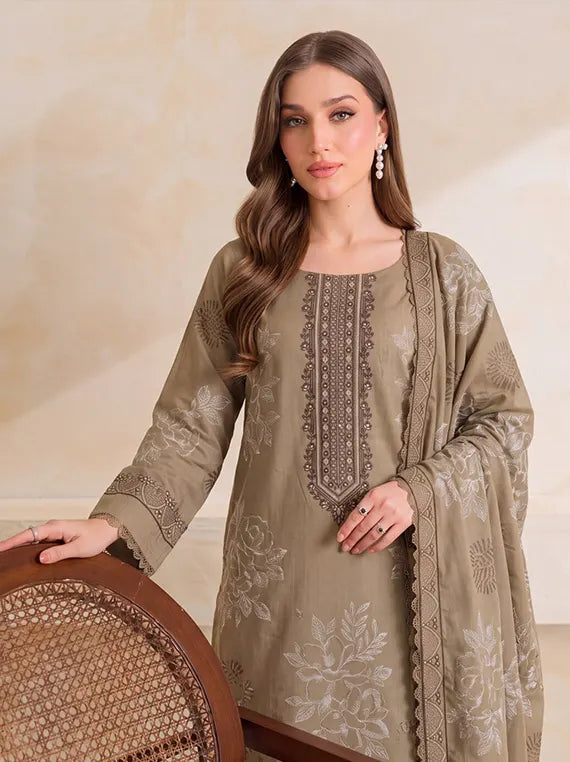 Bloom by Fantak Unstitched Dhanak Peach Slub Collection'26 V-544 (D-01)