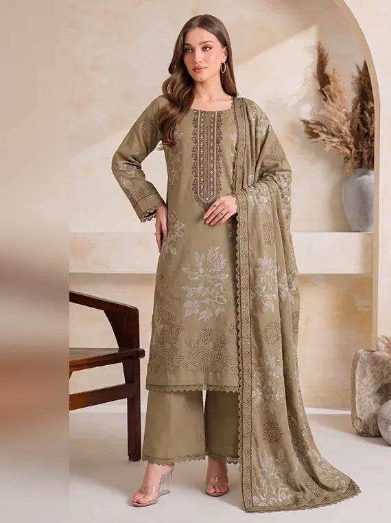 Bloom by Fantak Unstitched Dhanak Peach Slub Collection'26 V-544 (D-01)