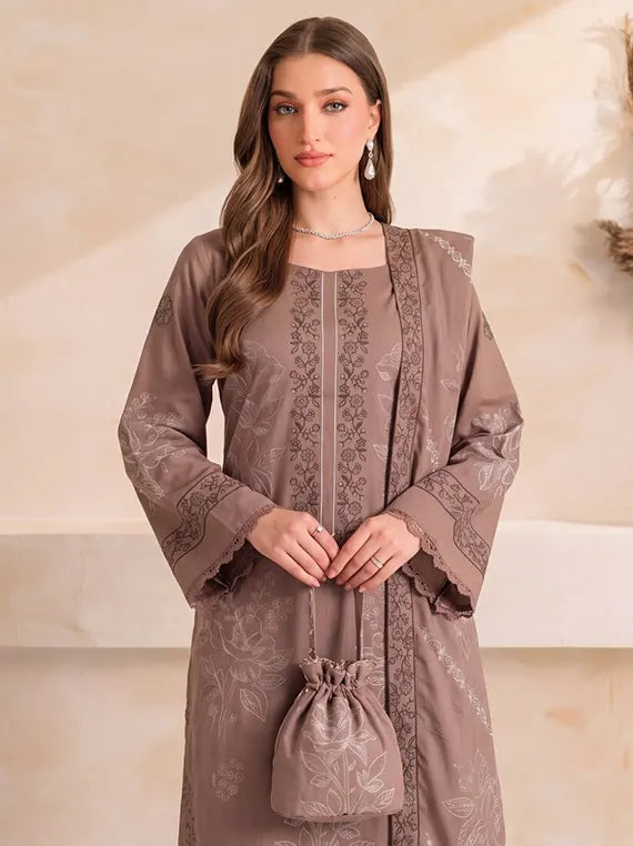 Bloom by Fantak Unstitched Dhanak Peach Slub Collection'26 V-544 (D-06)