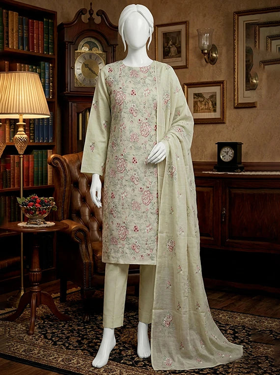 Blossom by ABC Fancy Embroidered Slub Lawn Collection 2026 (D-01)