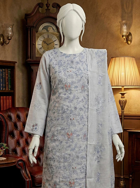 Blossom by ABC Fancy Embroidered Slub Lawn Collection 2026 (D-05)