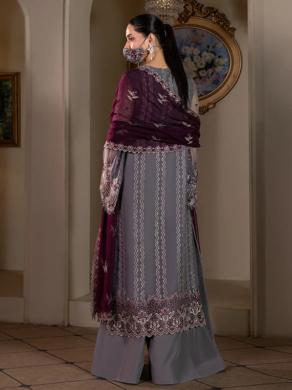 Flossie Festive Embroidered Unstitched Collection'26 (CH-109 Smoky Grey)