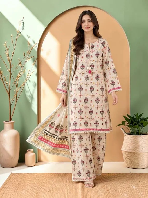 Chah Rangi Premium Khaddar Print Collection'26 (D-07)