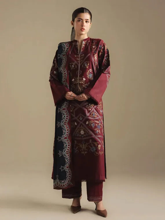 Coco By Zara ShahJahan Unstitched Winter Collection 2025 (CORAL-4B)