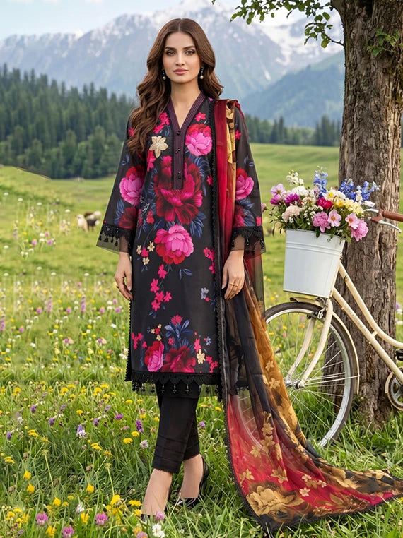 Colors by Alzohaib Lawn with Chiffon Dupatta Collection 2026 (D-01)