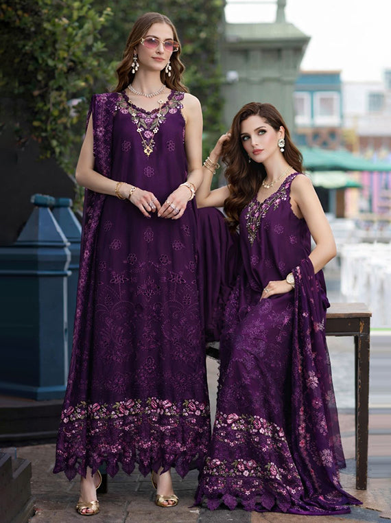 Noor Eid Luxe Prints Khaas Lawn Collection 2026 by Saadia Asad (D-07 Aubergine)