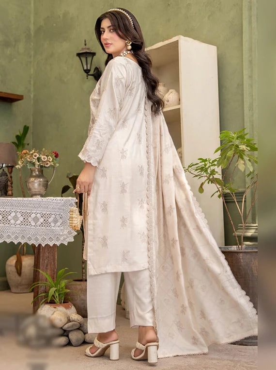 Deeda Zaib Unstitched Embroidered Yarn Peach Collection'26 by Riaz Arts (D-01)