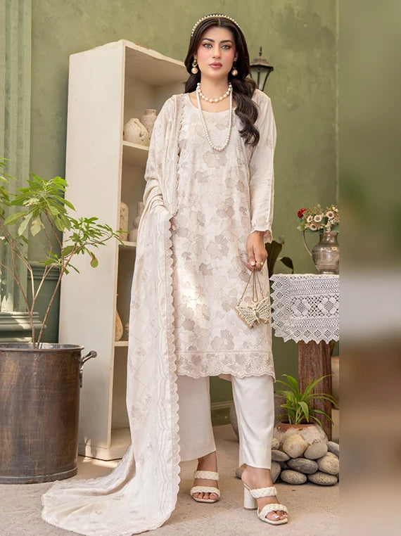 Deeda Zaib Unstitched Embroidered Yarn Peach Collection'26 by Riaz Arts (D-01)