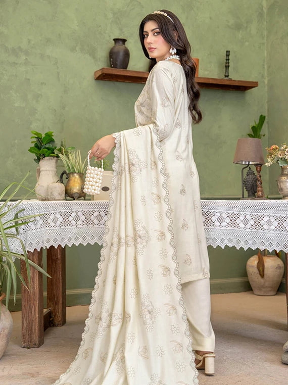 Deeda Zaib Unstitched Embroidered Yarn Peach Collection'26 by Riaz Arts (D-02)