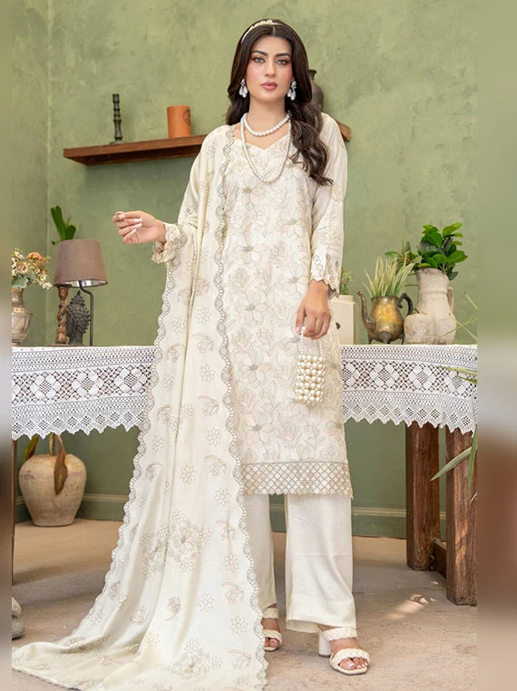 Deeda Zaib Unstitched Embroidered Yarn Peach Collection'26 by Riaz Arts (D-02)