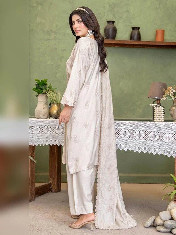 Deeda Zaib Unstitched Embroidered Yarn Peach Collection'26 by Riaz Arts (D-04)