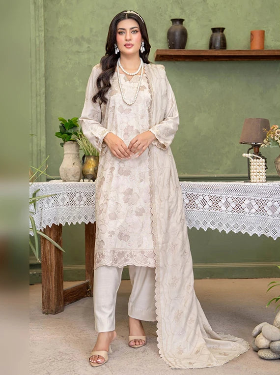 Deeda Zaib Unstitched Embroidered Yarn Peach Collection'26 by Riaz Arts (D-04)