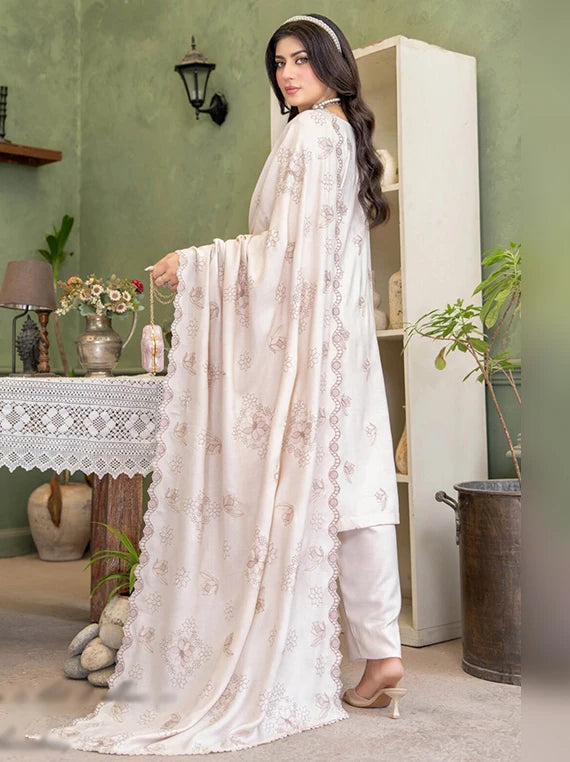 Deeda Zaib Unstitched Embroidered Yarn Peach Collection'26 by Riaz Arts (D-06)