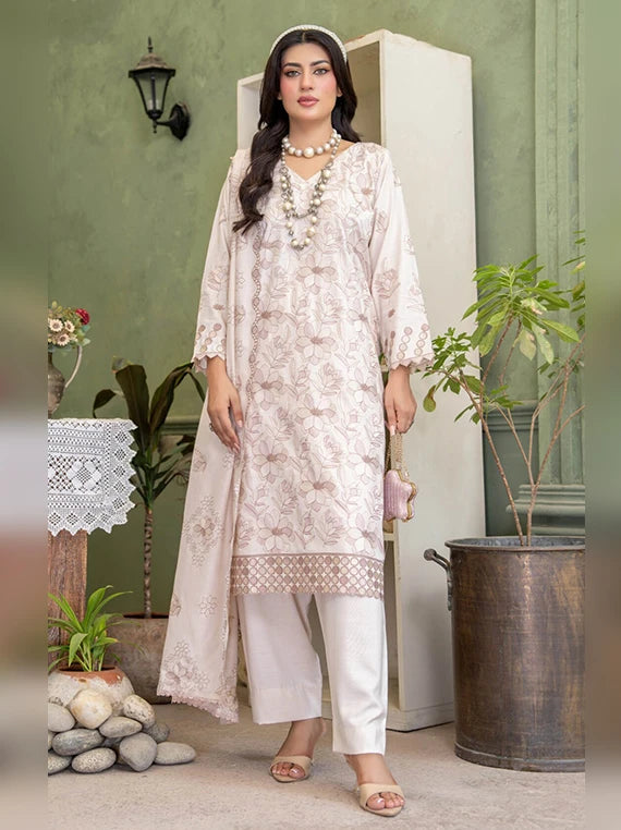 Deeda Zaib Unstitched Embroidered Yarn Peach Collection'26 by Riaz Arts (D-06)