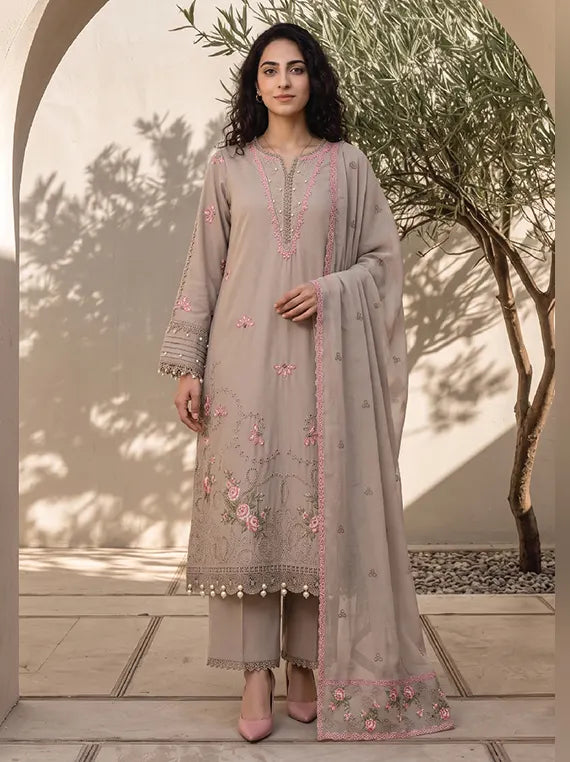 Elara by PANACHE Unstitched Karandi Collection'26 (02-Orchid)
