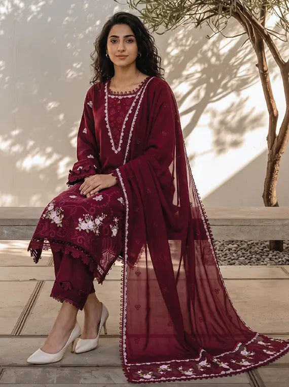 Elara by PANACHE Unstitched Karandi Collection'26 (03-Camellia)