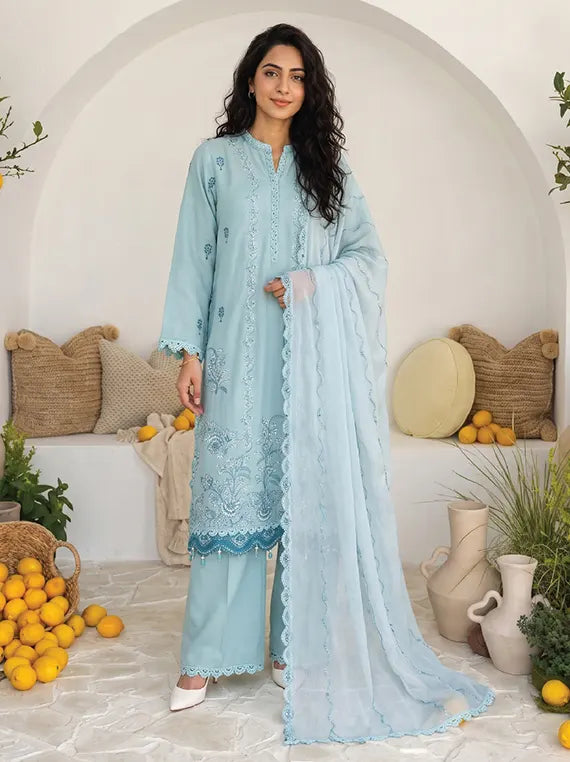 Elara by PANACHE Unstitched Karandi Collection'26 (05-Bluebell)